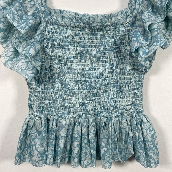 Love The Label Smocked Peplum Blouse Worn on TV Women's Medium Blue - Picture 5 of 10